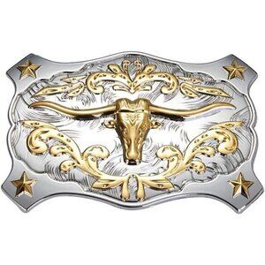 🆕Men's Silver Longhorn bull Western Rodeo Texas Cowboy Large Belt Buckles